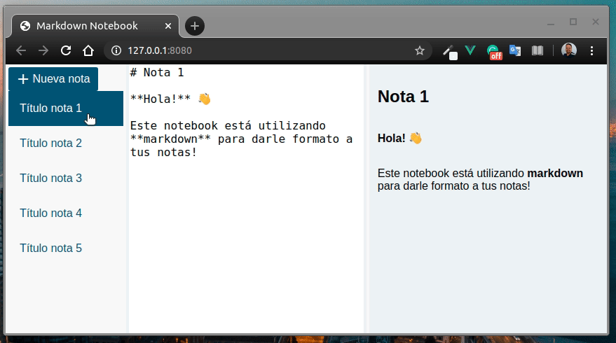Markdown notebook with VueJS